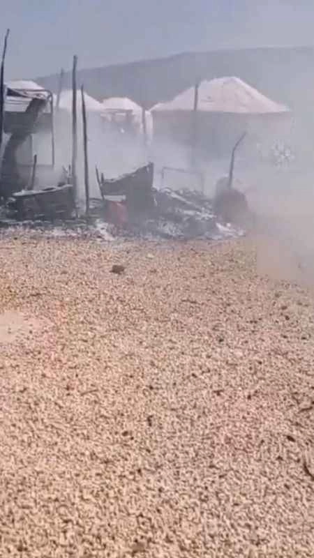 Oba çadırında yangın ve patlama meydana geldi