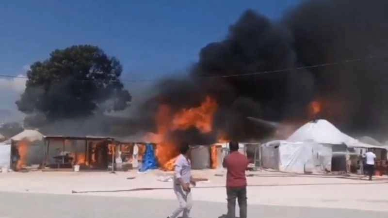 Oba çadırında yangın ve patlama meydana geldi