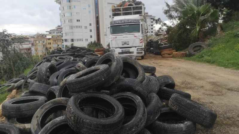 Alanya’da atık lastikler ekonomiye kazandırılıyor