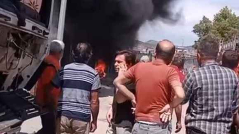 Alanya’da iş yerinde yangın