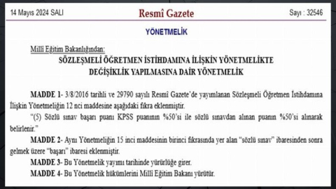 Sözleşmeli öğretmen istihdamında yönetmelik değişikliği