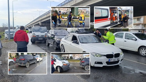 Arkadan gelen araç kırmızı ışıkta bekleyen otomobillere çarptı