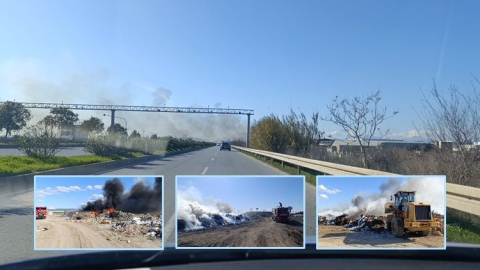 Yanan çöpün dumanları D-400 karayolunu kapladı