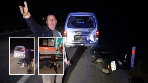 Kazazedelere yardım için durdu, aracına arkadan motosiklet çarptı