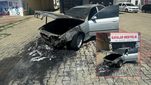 Manavgat Çevreyolu'nda park halindeki araç yandı