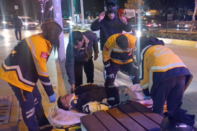 Antalya Caddesi'nde devrilen motosikletin sürücüsü yaralandı