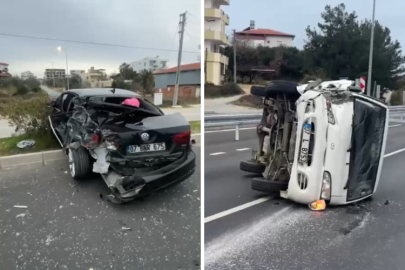 D-400 karayolunda kaza: Emniyet şeridindeki araca çarptı