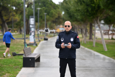 Antalya’da zabıta ekiplerinden drone ile denetim