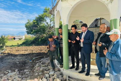 Hortumda yıkılan Denizyaka Camii minaresinin temeli atıldı