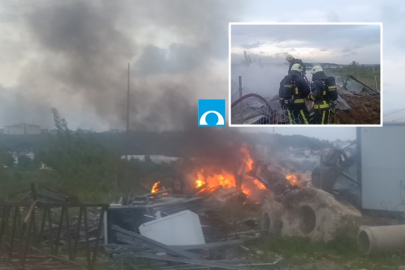 Şantiyede konteyner yangını: İş makinesi faciayı önledi